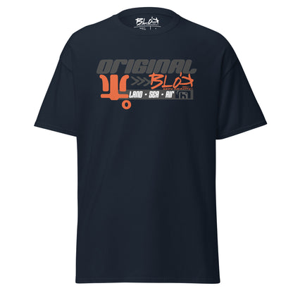 Land Sea Air - Front & Back Print with Orange & Black Logo - Men's Loose Fit