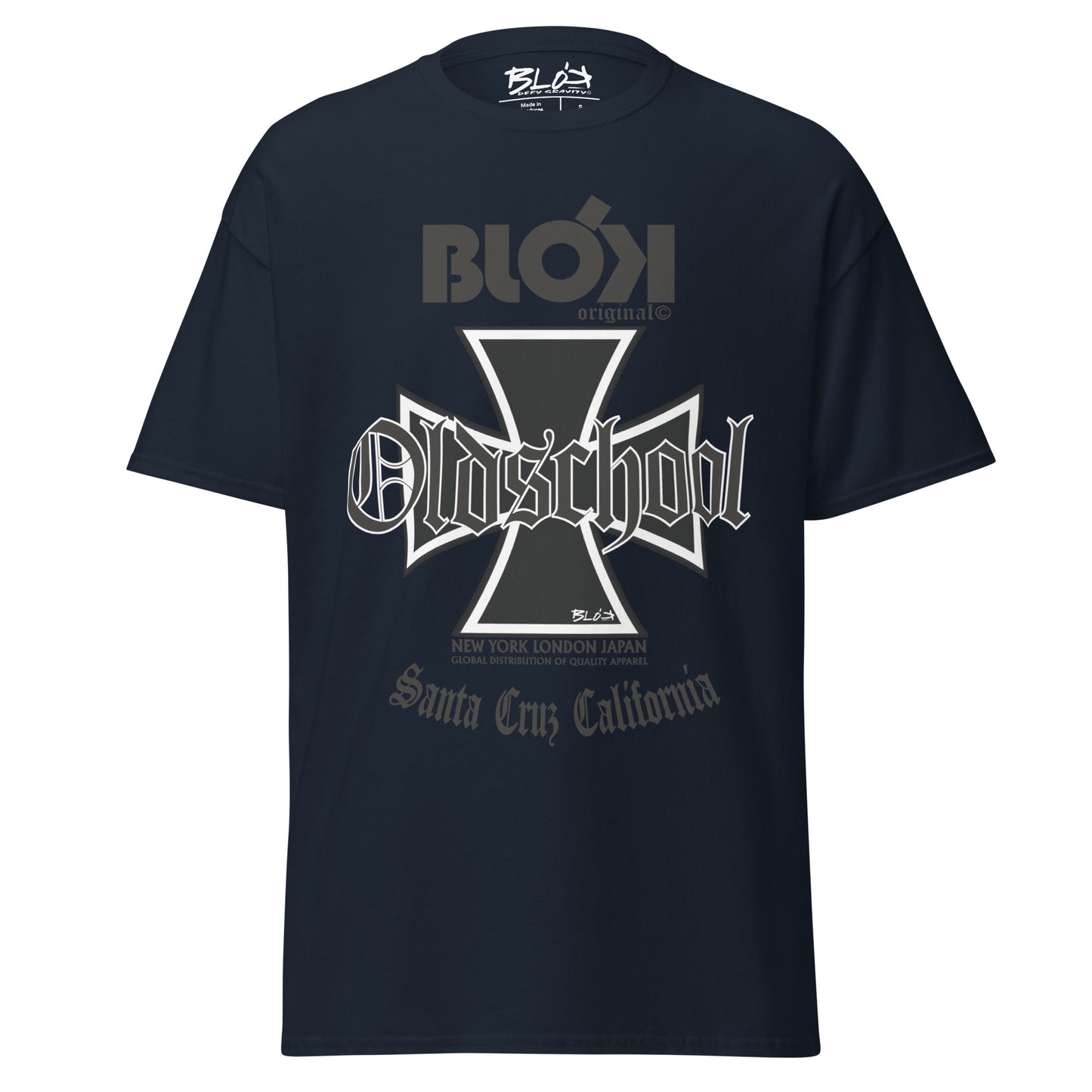 Old School Iron Cross - Front Print in Black - Men's Loose Fit