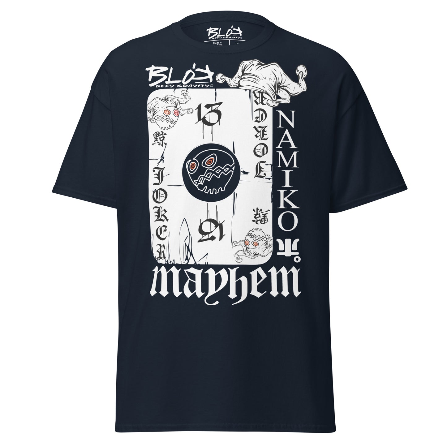Poker Face - Front Print - in White - Men's Loose Fit Graphic T-Shirt