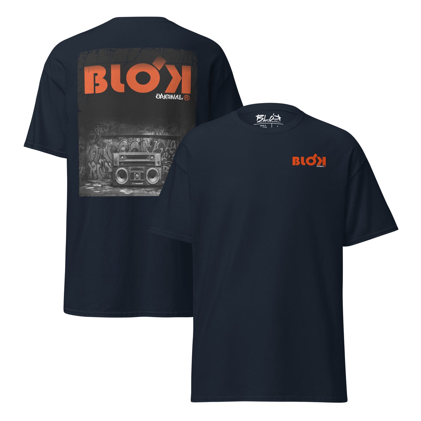 Boom Box - Front & Back Print in Orange - Men's Loose Fit