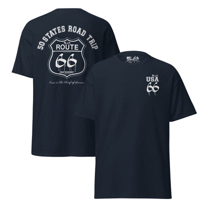 Route 66 Road Trip - Front & Back Print in White - Men's Loose Fit