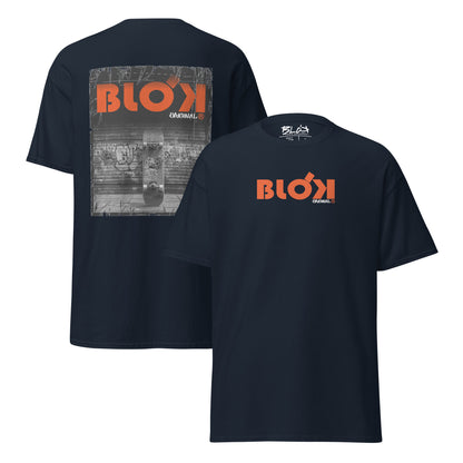 Blok Skateboard - Front & Back Print - with Orange Logo - Men's Loose Fit