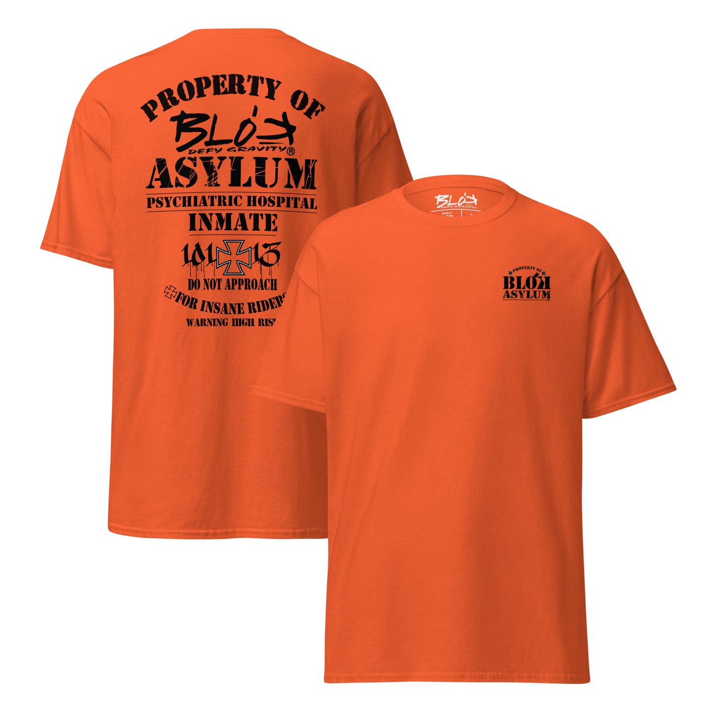 Asylum Inmate - Back & Front Print - in Black - Men's Loose Fit