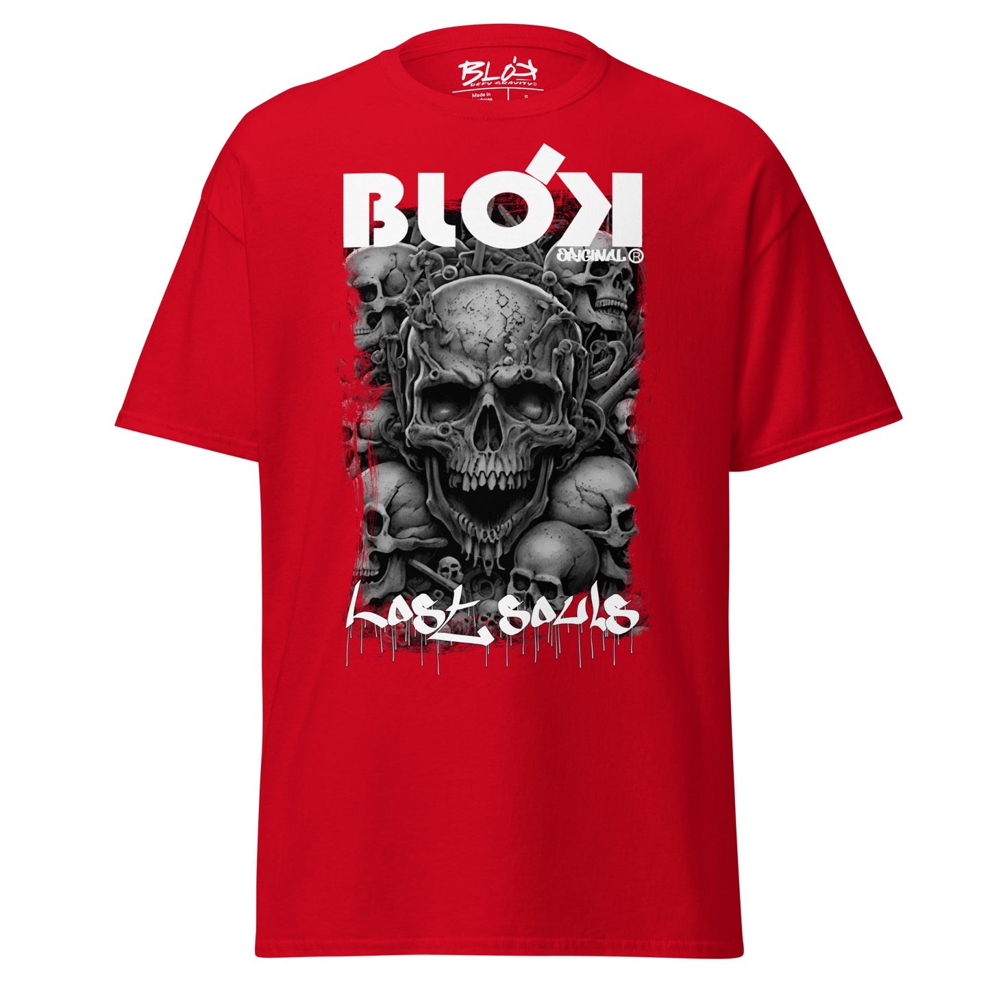 Lost Souls - Front & Back Print - in White & Grey - Men's Loose Fit