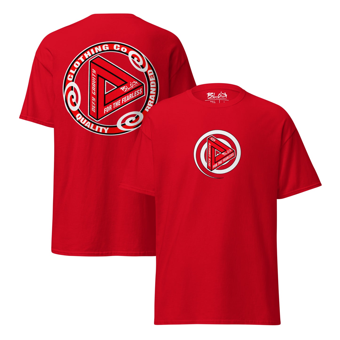 Blok Triangle - Front & Back Print - in Red & White - Men's Loose Fit