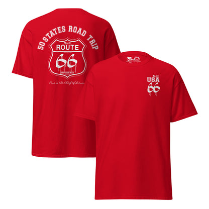 Route 66 Road Trip - Front & Back Print in White - Men's Loose Fit