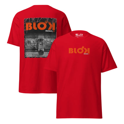 Blok Skateboard - Front & Back Print - with Orange Logo - Men's Loose Fit