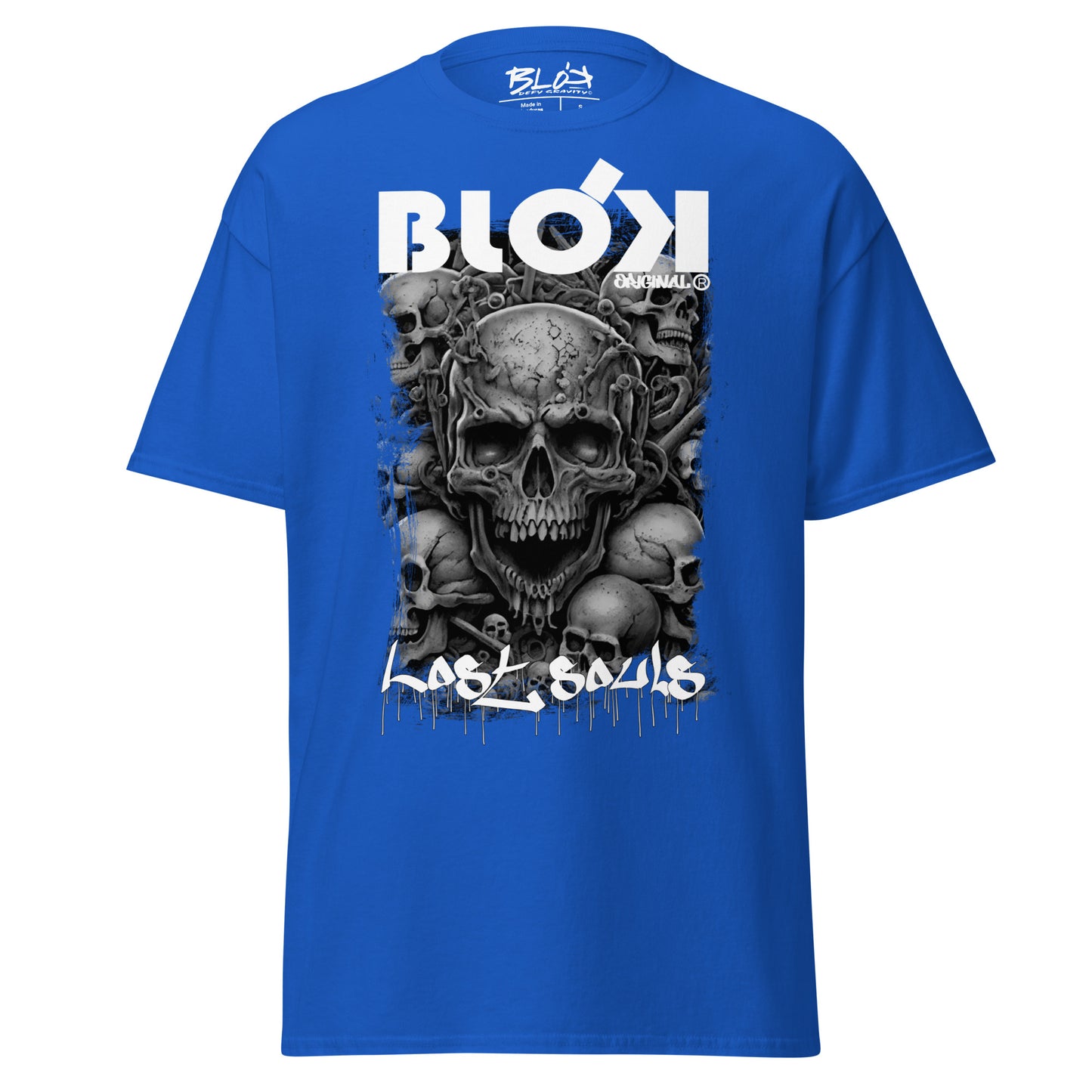 Lost Souls - Front & Back Print - in White & Grey - Men's Loose Fit