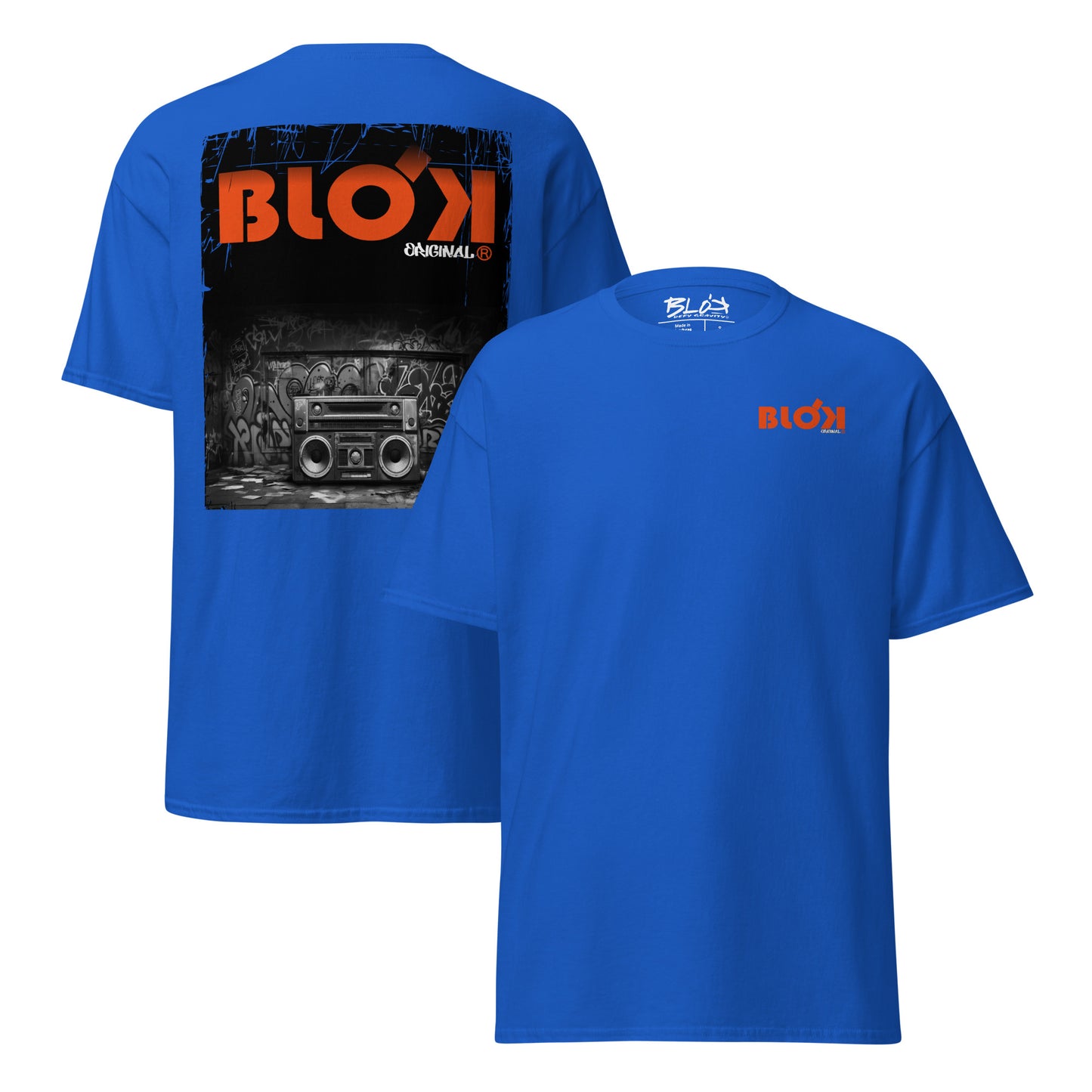 Boom Box - Front & Back Print in Orange - Men's Loose Fit