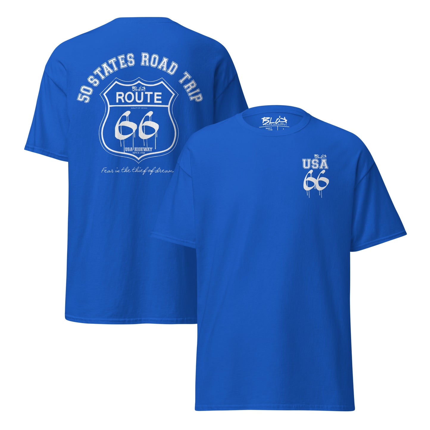 Route 66 Road Trip - Front & Back Print in White - Men's Loose Fit