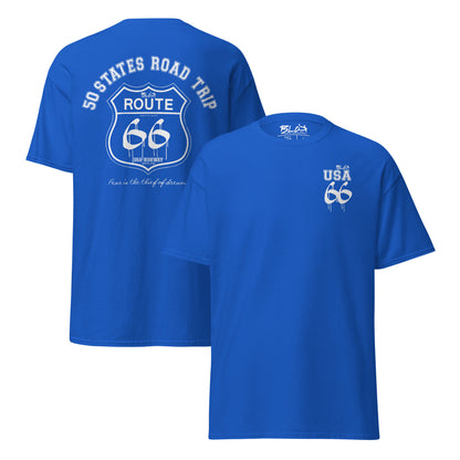 Route 66 Road Trip - Front & Back Print in White - Men's Loose Fit