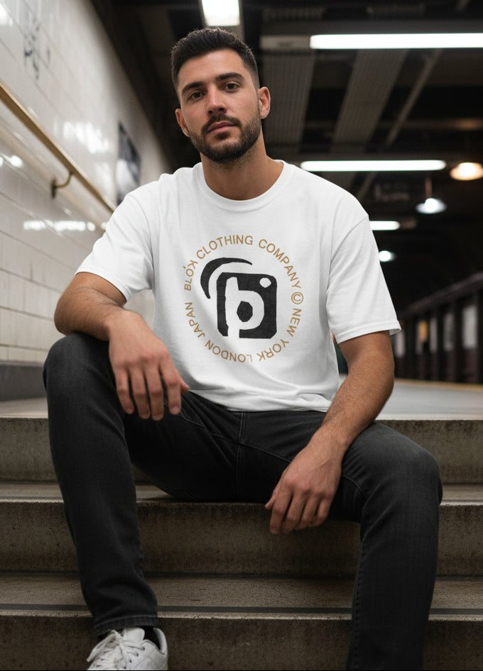 Mosaic Circle - Front Print - in Black - Men's Loose Fit