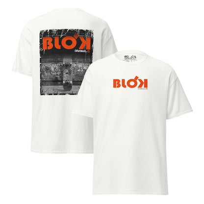 Blok Skateboard - Front & Back Print - with Orange Logo - Men's Loose Fit