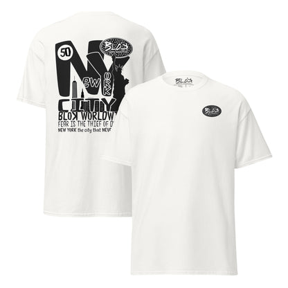 New York City Worldwide - Front & Back Print - in Black & White - Men's Loose Fit