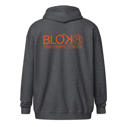 BLOK REGISTERED Front and Back Logo Premium Heavy zipped Hoodie