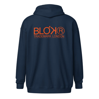 BLOK REGISTERED Front and Back Logo Premium Heavy zipped Hoodie