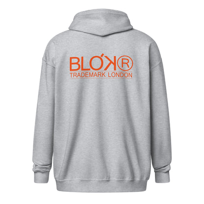 BLOK REGISTERED Front and Back Logo Premium Heavy zipped Hoodie