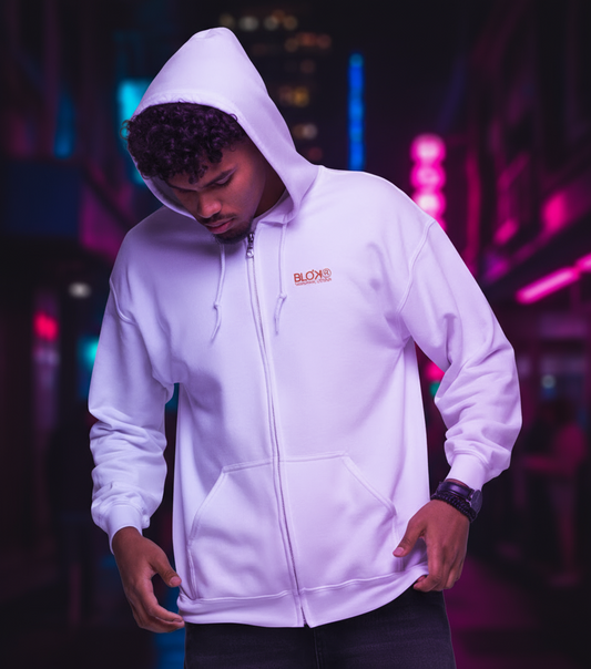 BLOK REGISTERED Front and Back Logo Premium Heavy zipped Hoodie