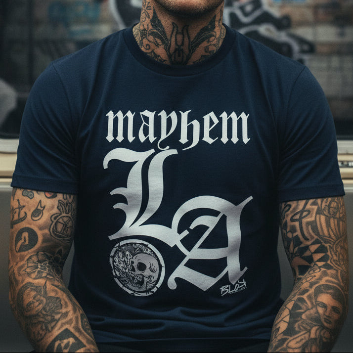 LA Mayhem - Front Print in White - Men's Classic Fit Graphic T-Shirt