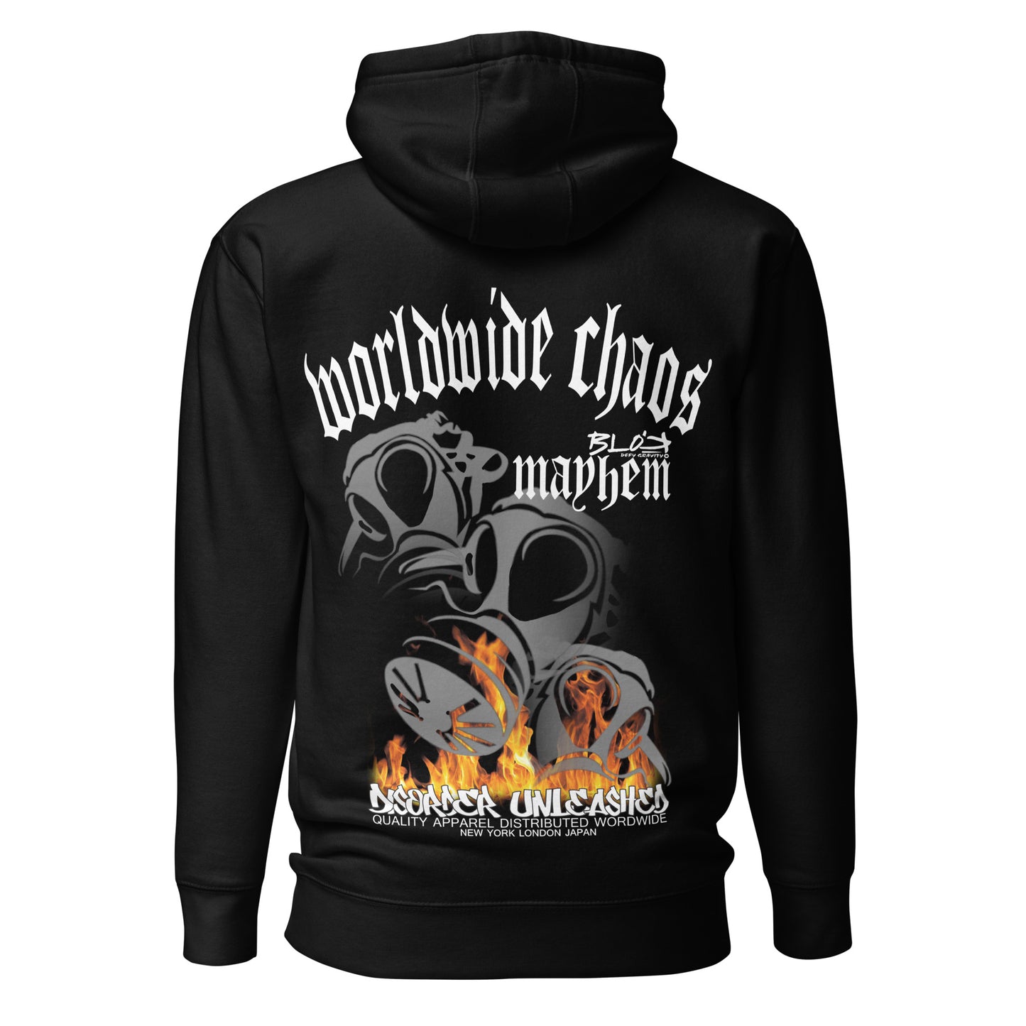 Worldwide Chaos - Front & Back Print in White - Men's Graphic Hoodie