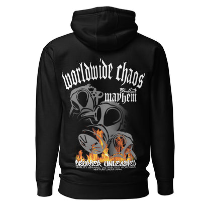 Worldwide Chaos - Front & Back Print in White - Men's Graphic Hoodie