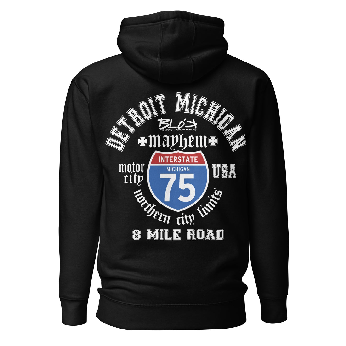 BLOK Detroit 8 Mile - White Front & Back Graphic Print Women's Hoodie