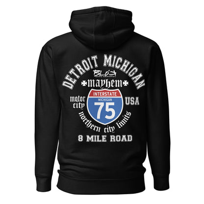BLOK Detroit 8 Mile - White Front & Back Graphic Print Women's Hoodie