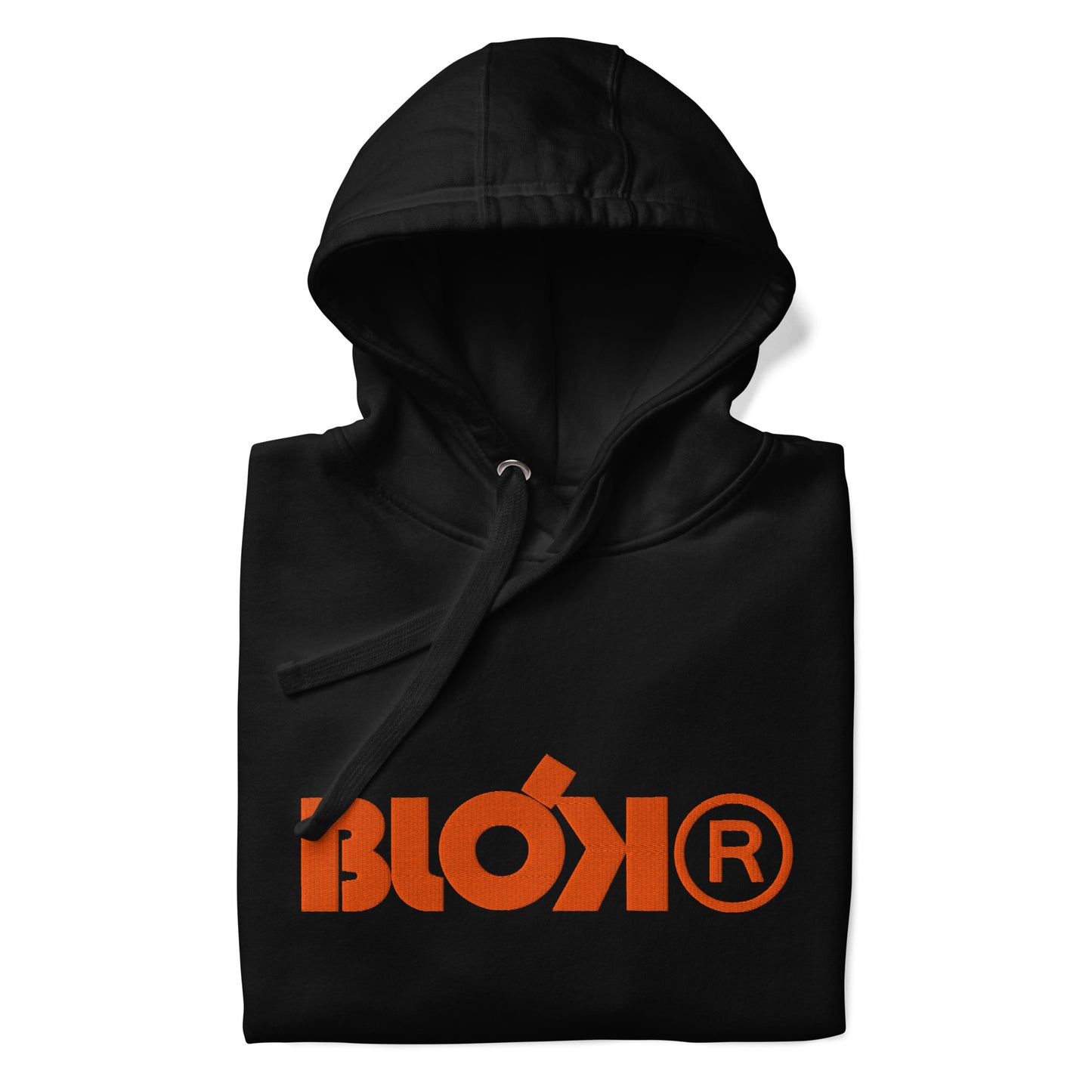 BLOK R - Front & Arm Embroidered Logo in Orange - Men's Graphic Hoodie