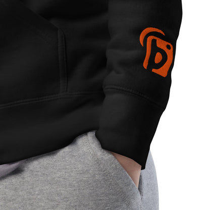 Original Logo - Orange Front Print with Embroidered Arm - Men's Graphic Hoodie