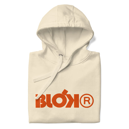 BLOK R - Front & Arm Embroidered Logo in Orange - Men's Graphic Hoodie