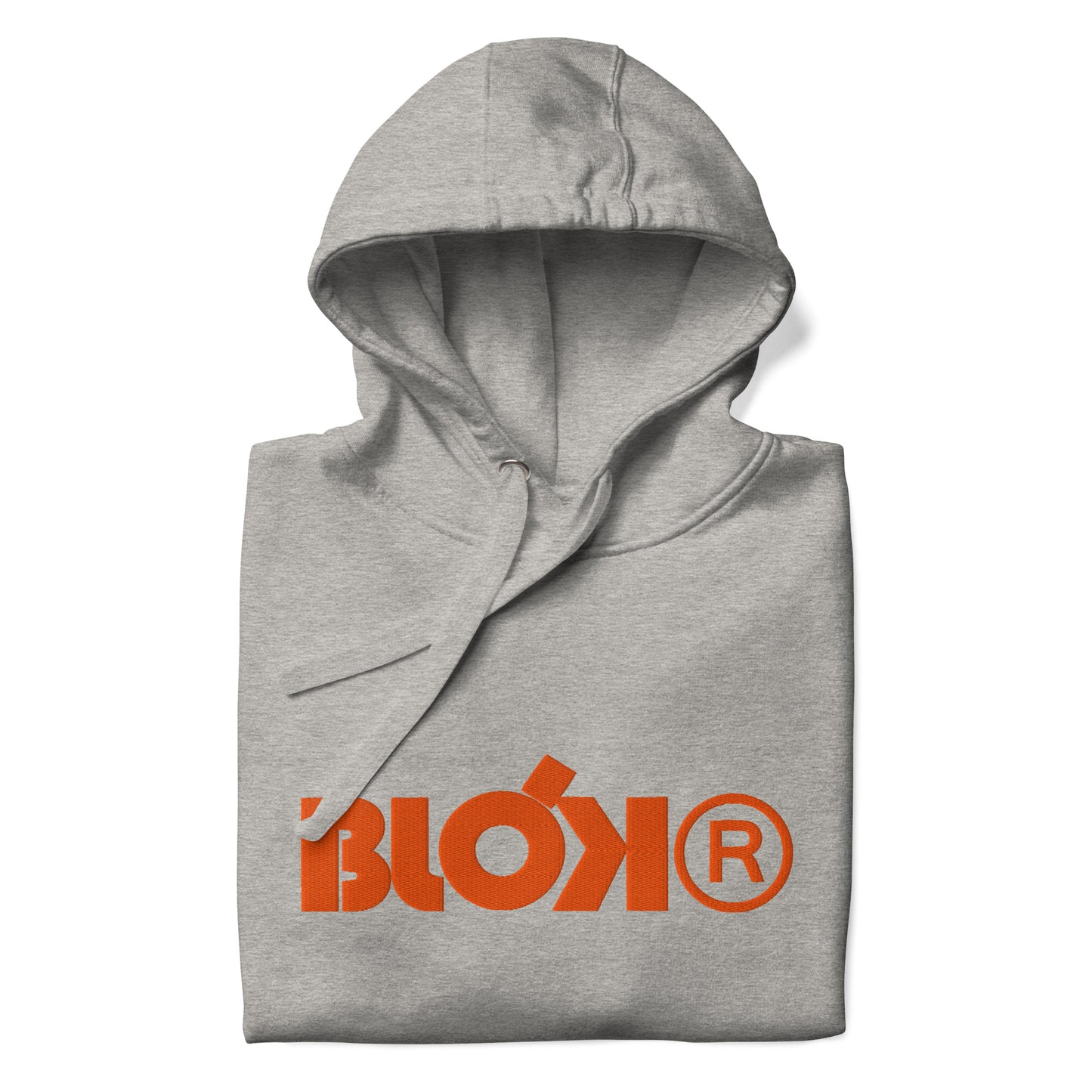 BLOK R - Front & Arm Embroidered Logo in Orange - Men's Graphic Hoodie