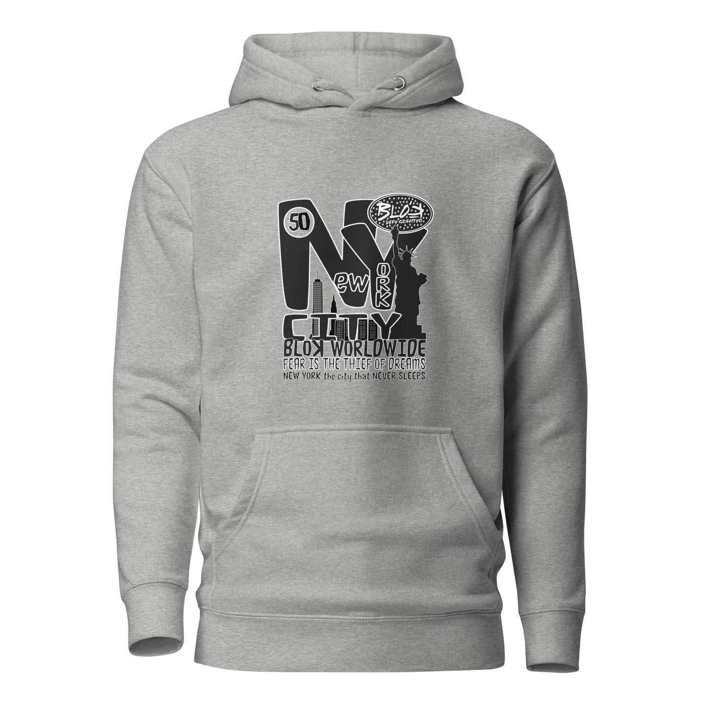 New York City Worldwide - Front Print in Black & White - Men's Graphic Hoodie
