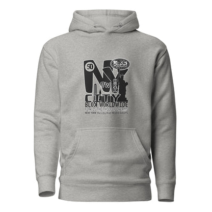 New York City Worldwide - Front Print in Black & White - Men's Graphic Hoodie