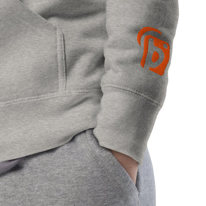Original Logo - Orange Front Print with Embroidered Arm - Men's Graphic Hoodie