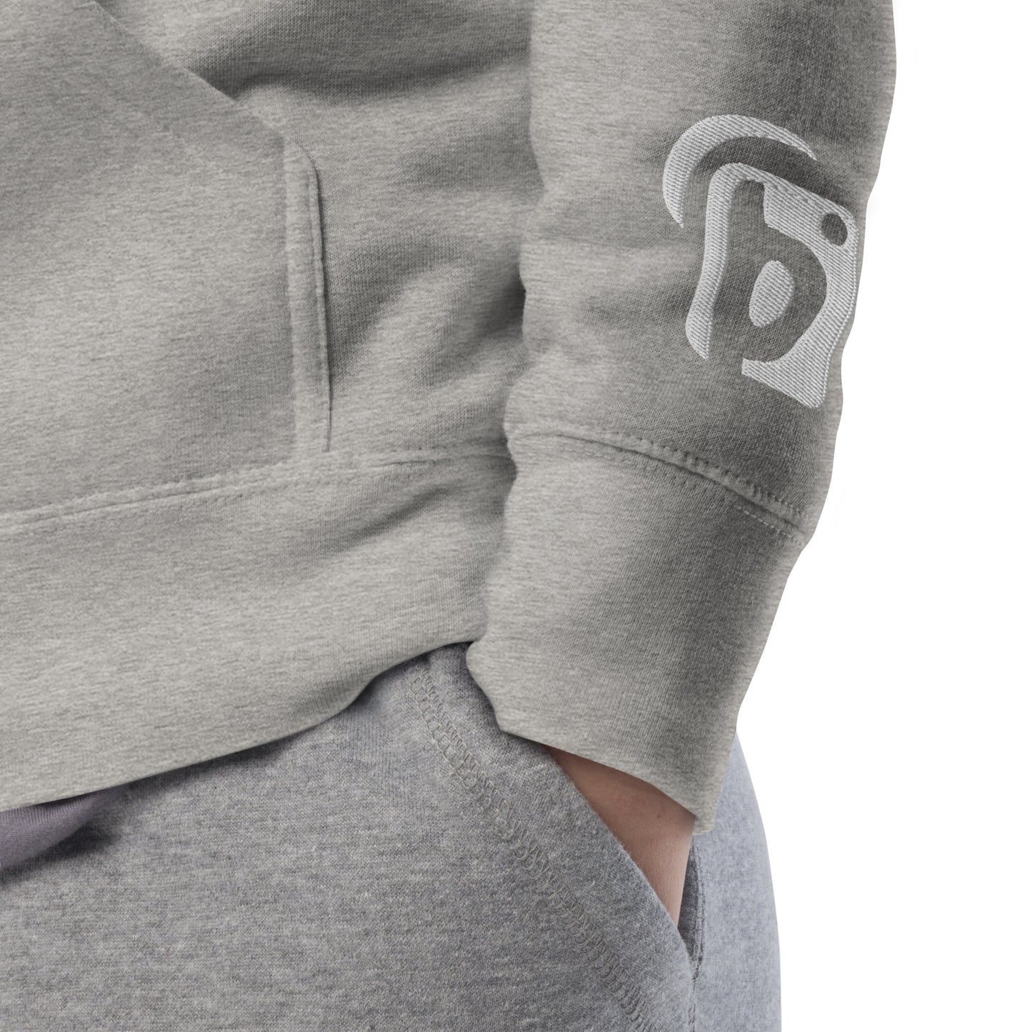 Original Logo - White Front Print with Embroidered Arm - Men's Graphic Hoodie