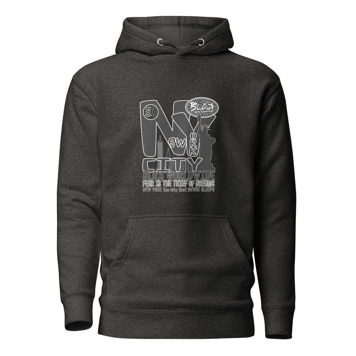 New York City Worldwide - Front Print in Black & White - Men's Graphic Hoodie