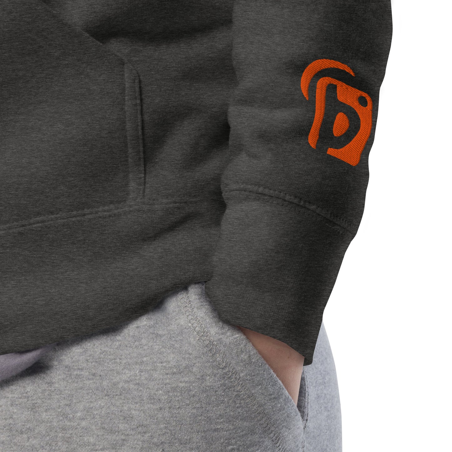 Original Logo - Orange Front Print with Embroidered Arm - Men's Graphic Hoodie
