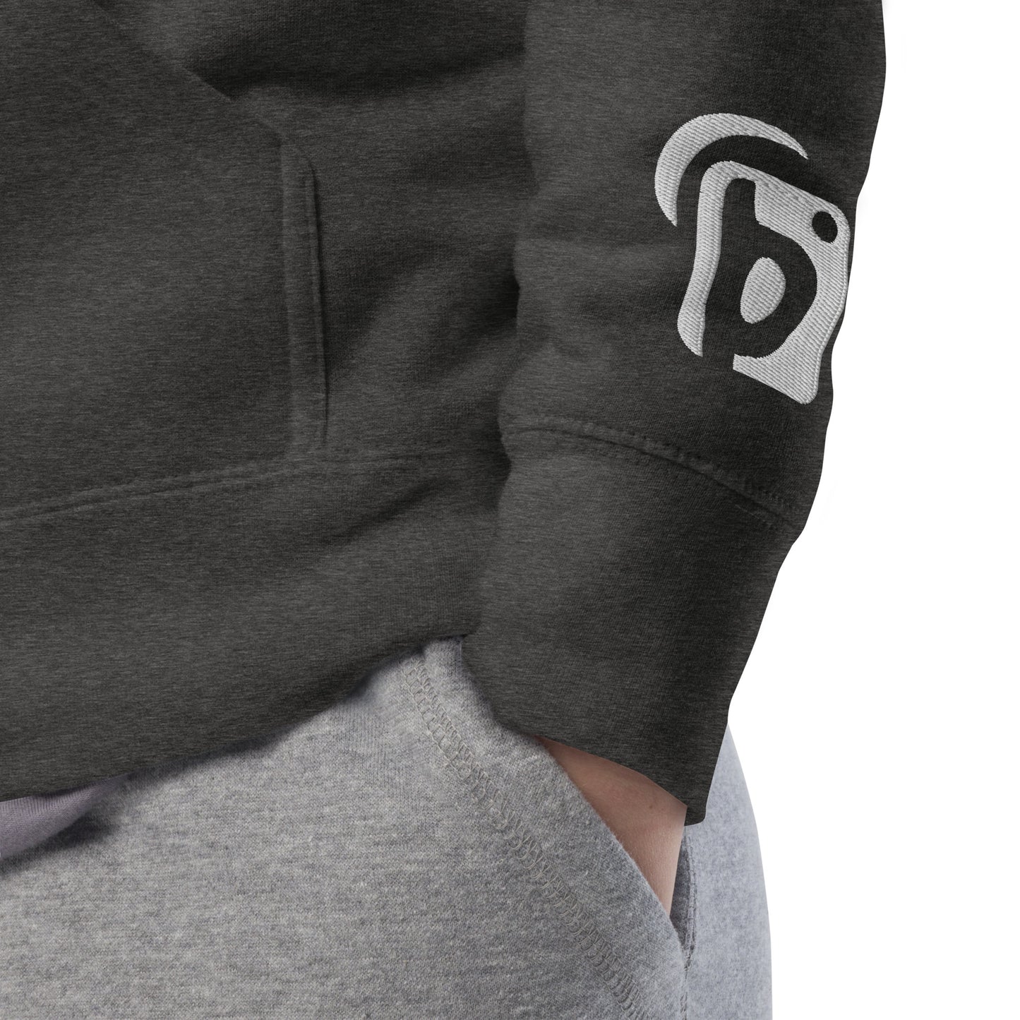 Original Logo - White Front Print with Embroidered Arm - Men's Graphic Hoodie