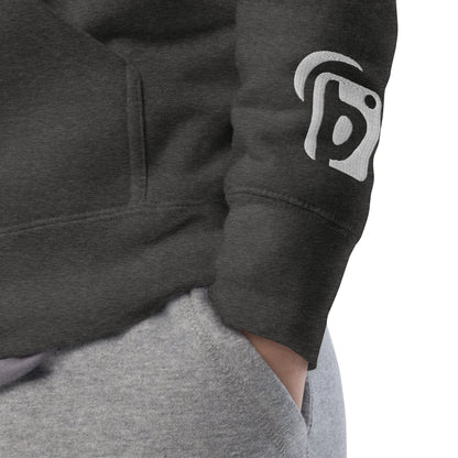 Original Logo - White Front Print with Embroidered Arm - Men's Graphic Hoodie