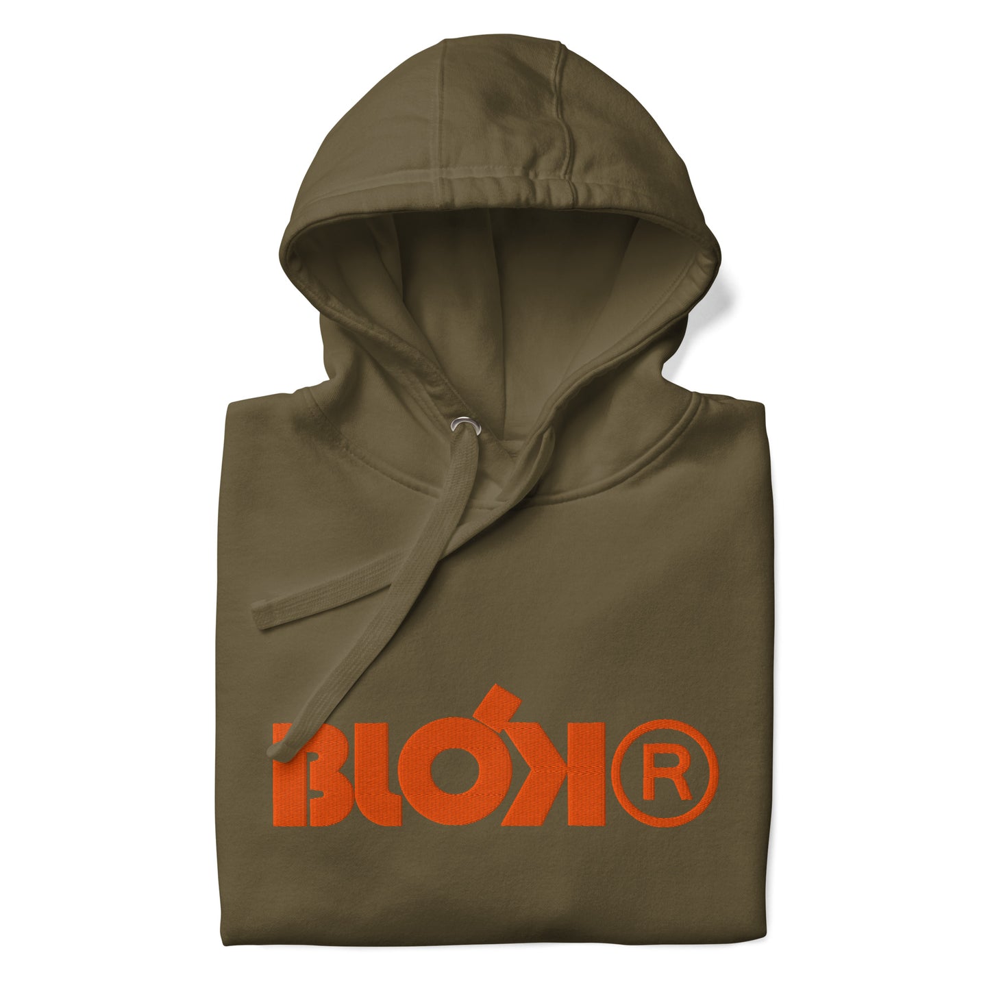 BLOK R - Front & Arm Embroidered Logo in Orange - Men's Graphic Hoodie