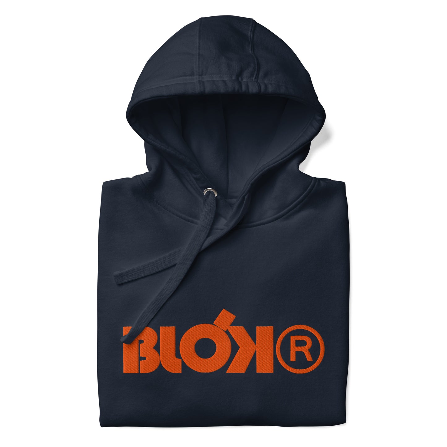 BLOK R - Front & Arm Embroidered Logo in Orange - Men's Graphic Hoodie