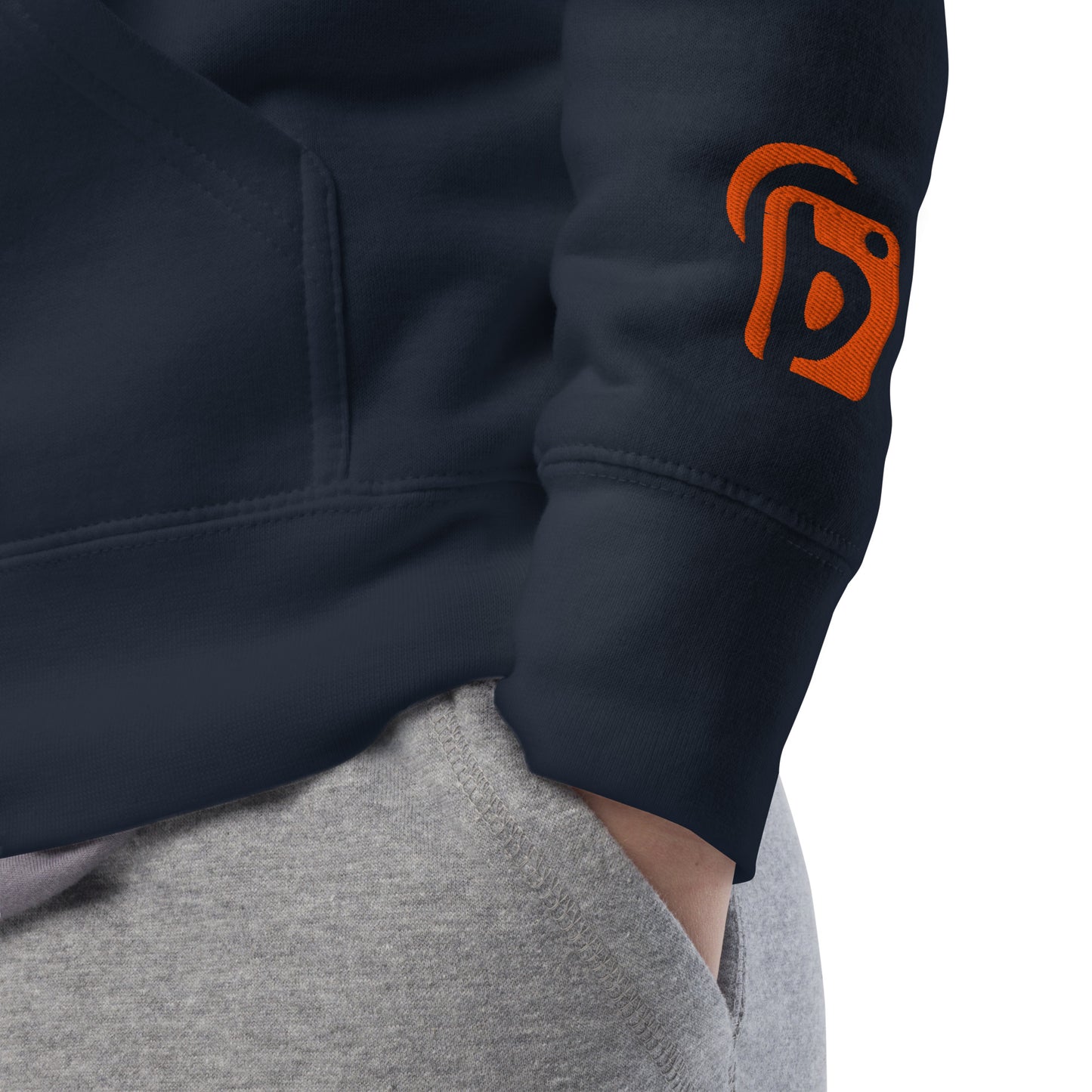 Original Logo - Orange Front Print with Embroidered Arm - Men's Graphic Hoodie