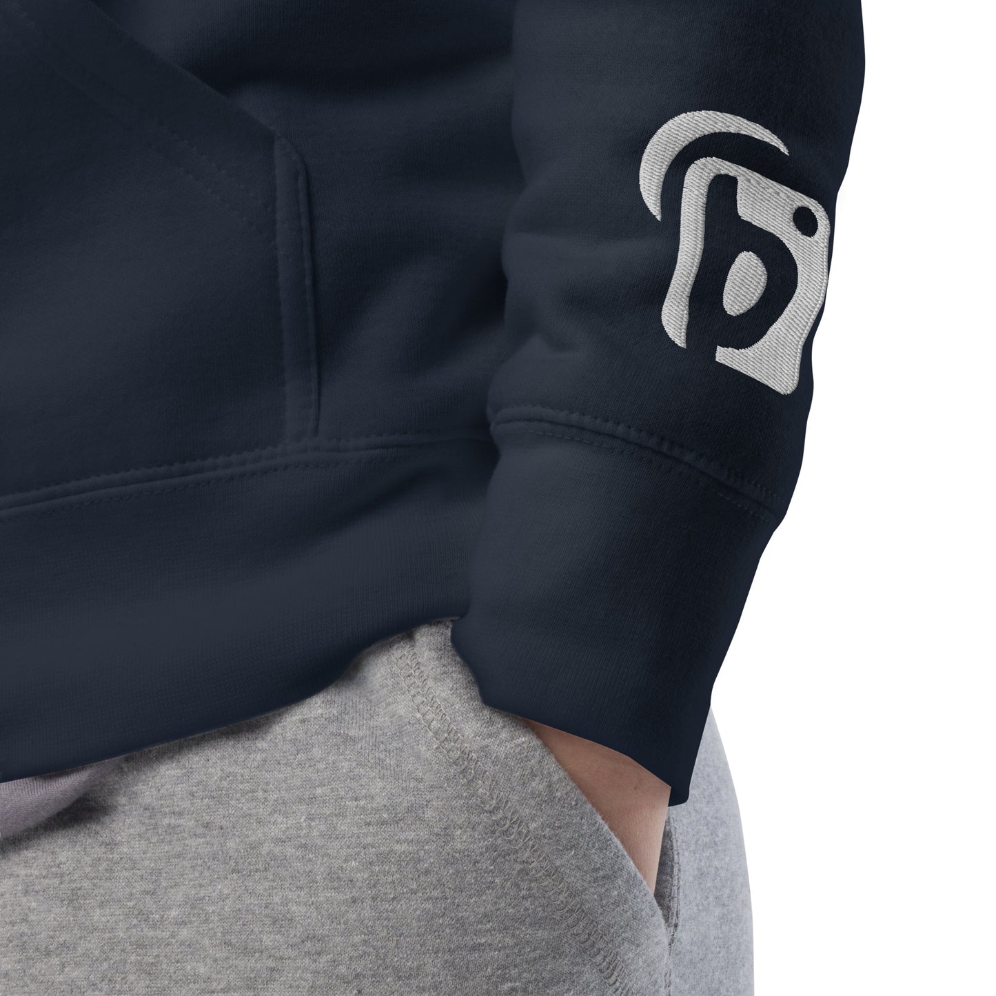 Original Logo - White Front Print with Embroidered Arm - Men's Graphic Hoodie