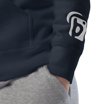 Original Logo - White Front Print with Embroidered Arm - Men's Graphic Hoodie