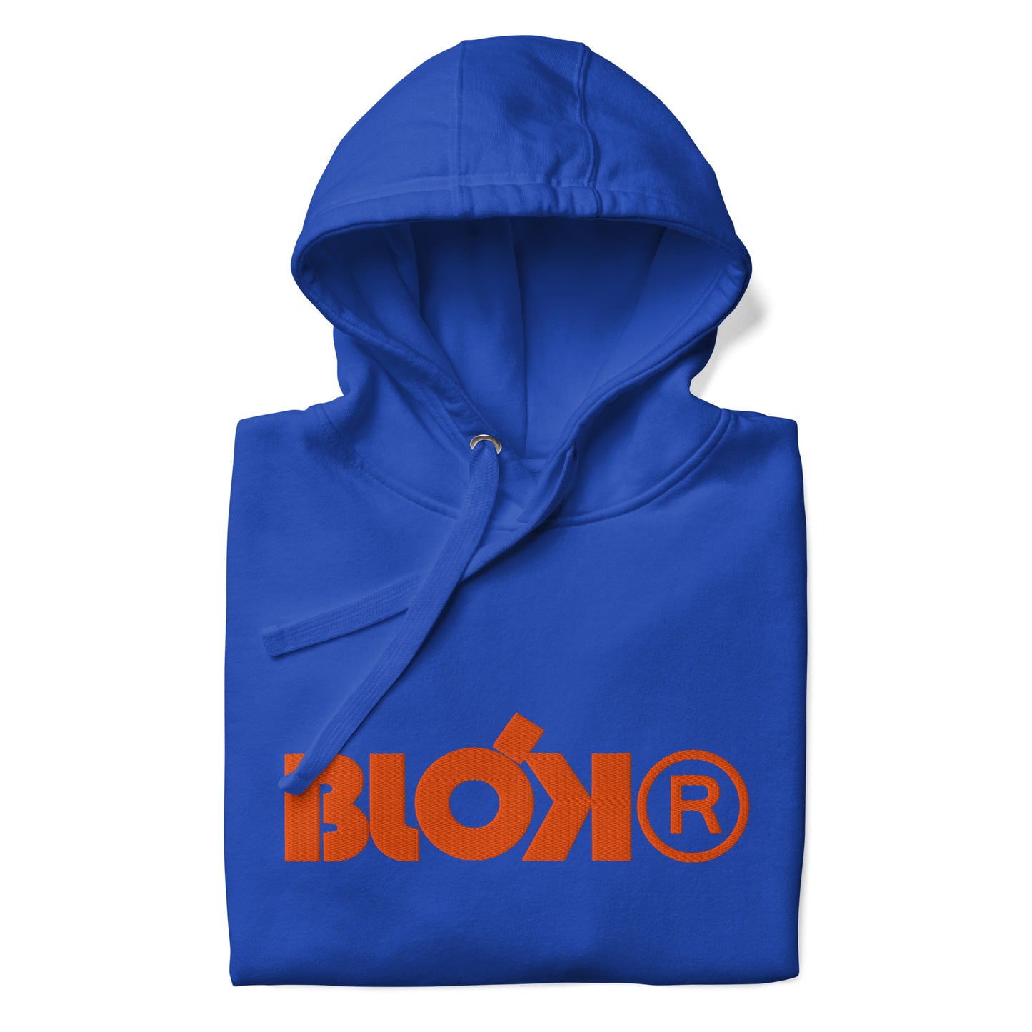 BLOK R - Front & Arm Embroidered Logo in Orange - Men's Graphic Hoodie