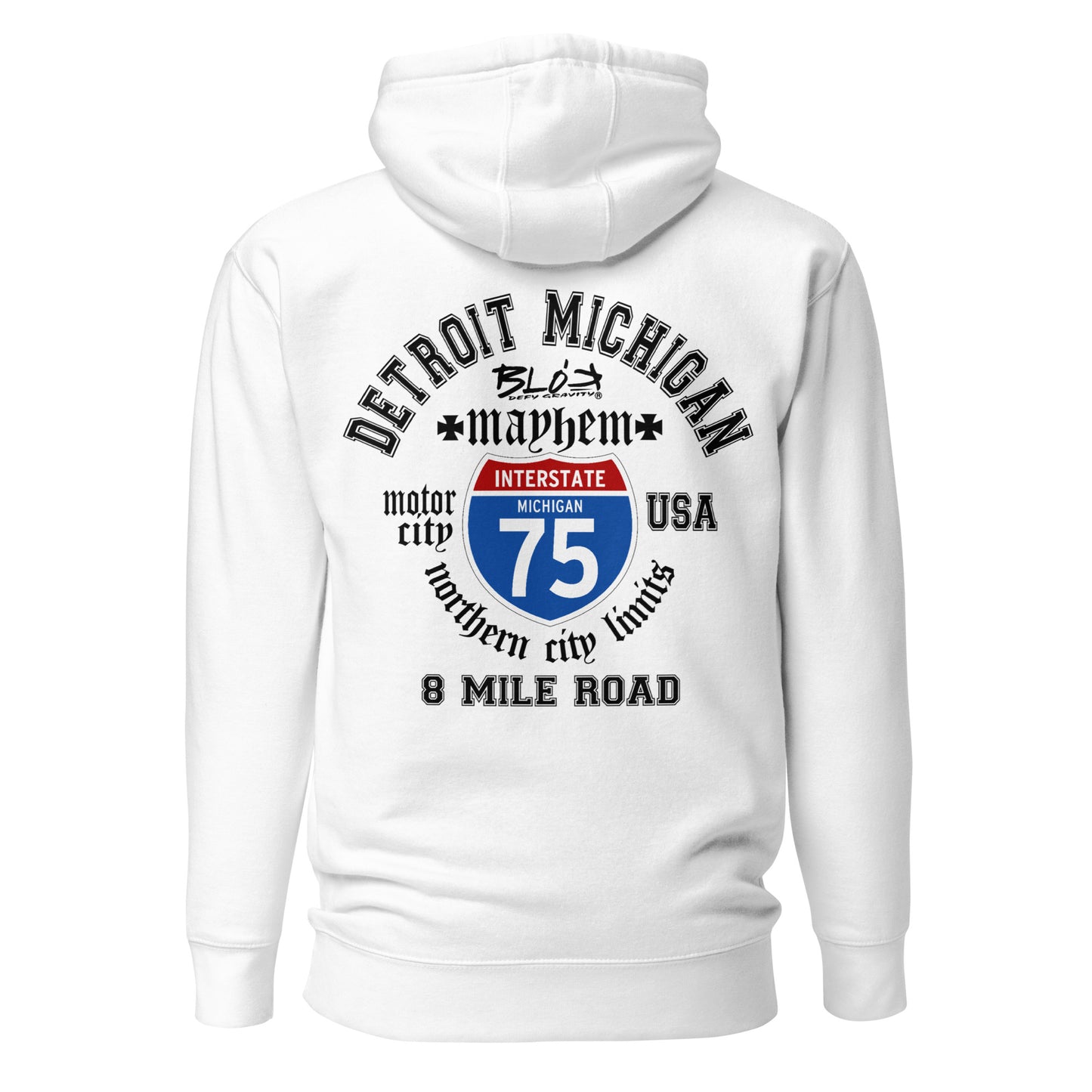 Detroit 8 Mile - 50 States - Front & Back Print in Black - Men's Graphic Hoodie