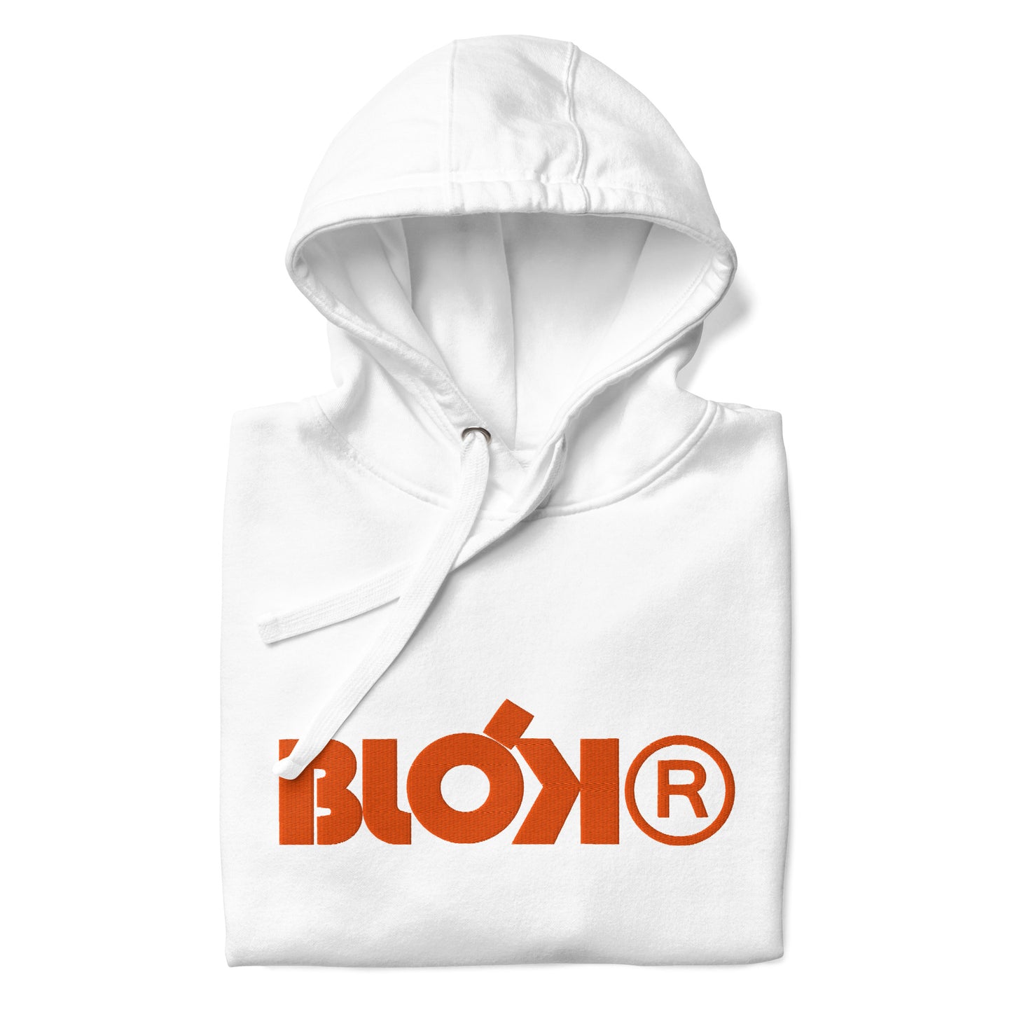 BLOK R - Front & Arm Embroidered Logo in Orange - Men's Graphic Hoodie
