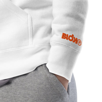 BLOK R - Front & Arm Embroidered Logo in Orange - Men's Graphic Hoodie