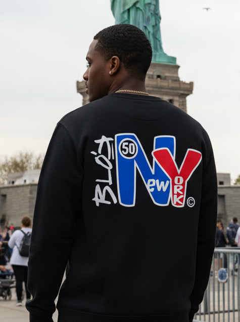 N.Y Blue & Red - Front & Back Print - Men's Sweatshirt