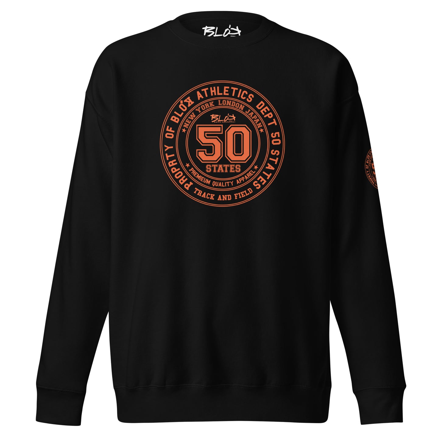50 States Athletic Dept. - Front & Arm Print in Orange - Women's Sweatshirt